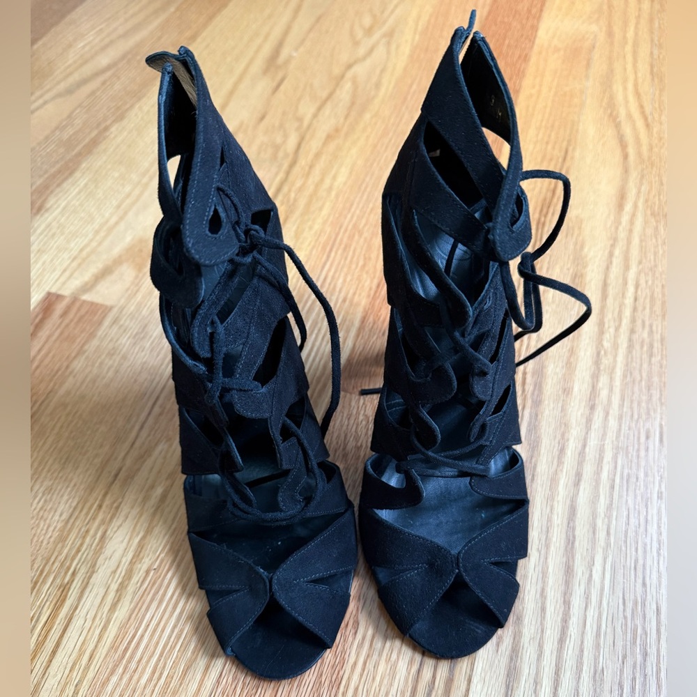 Delman Black Lace-Up Women's Shoes